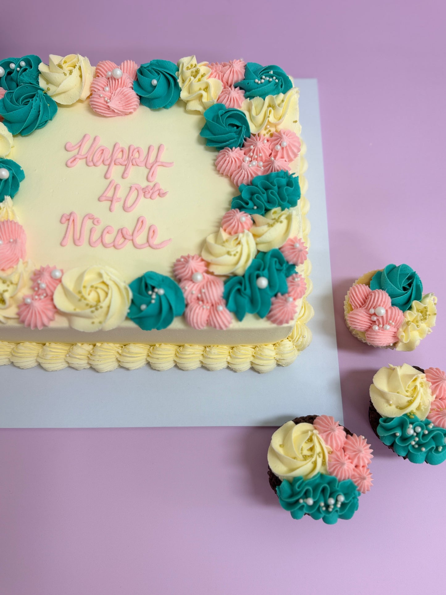 Fancy Piped Slab Cake