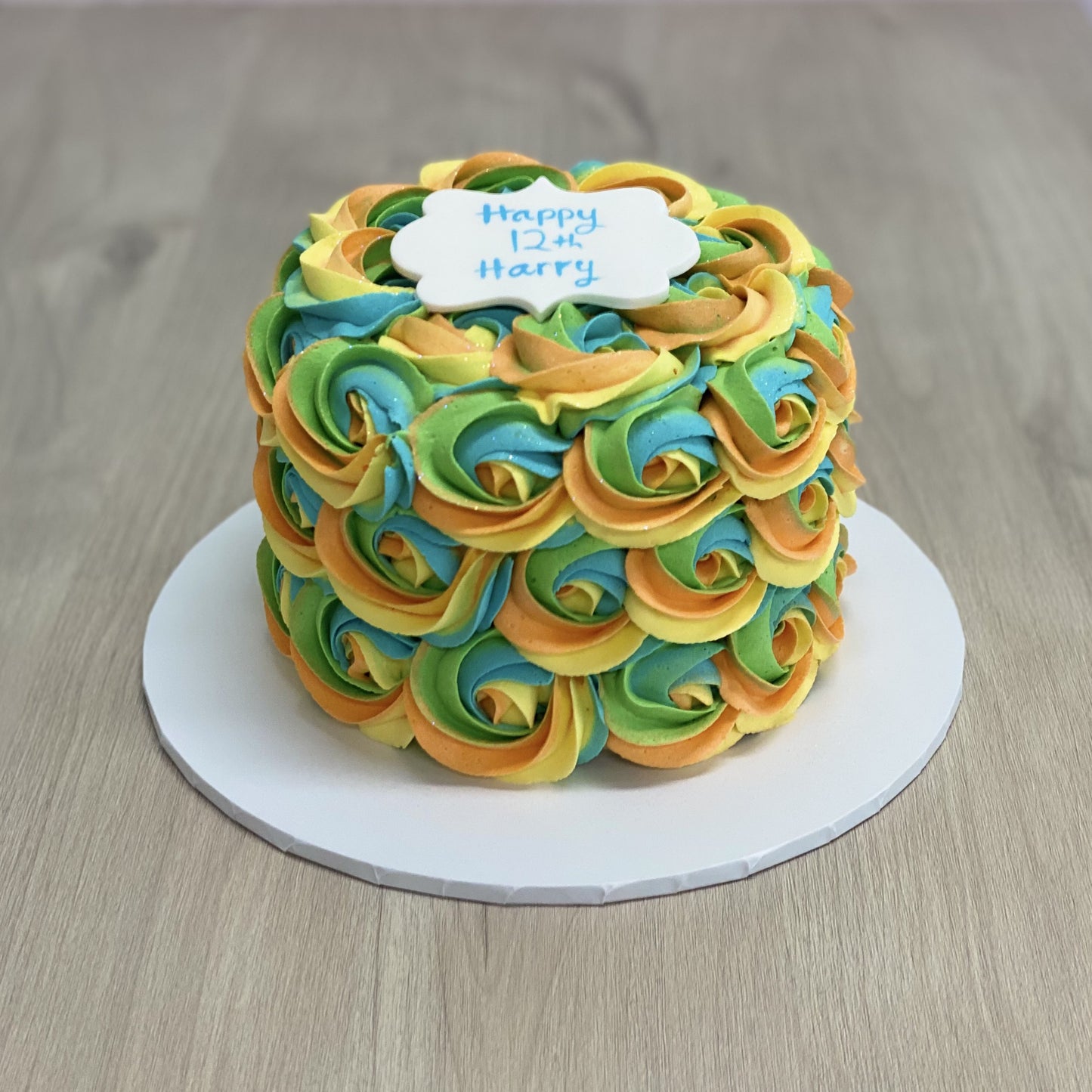 Multi-Coloured Rosette Cake