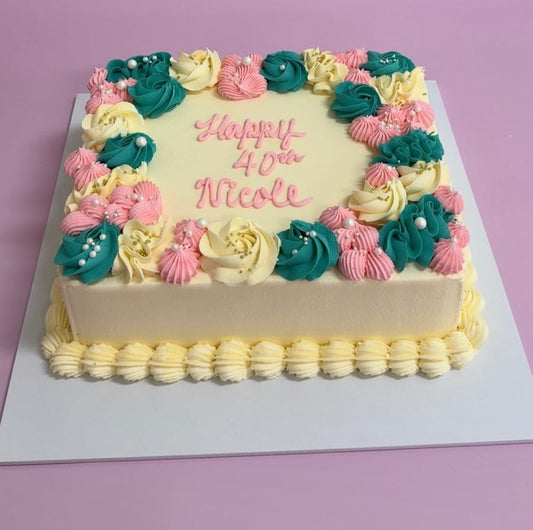 Fancy Piped Slab Cake