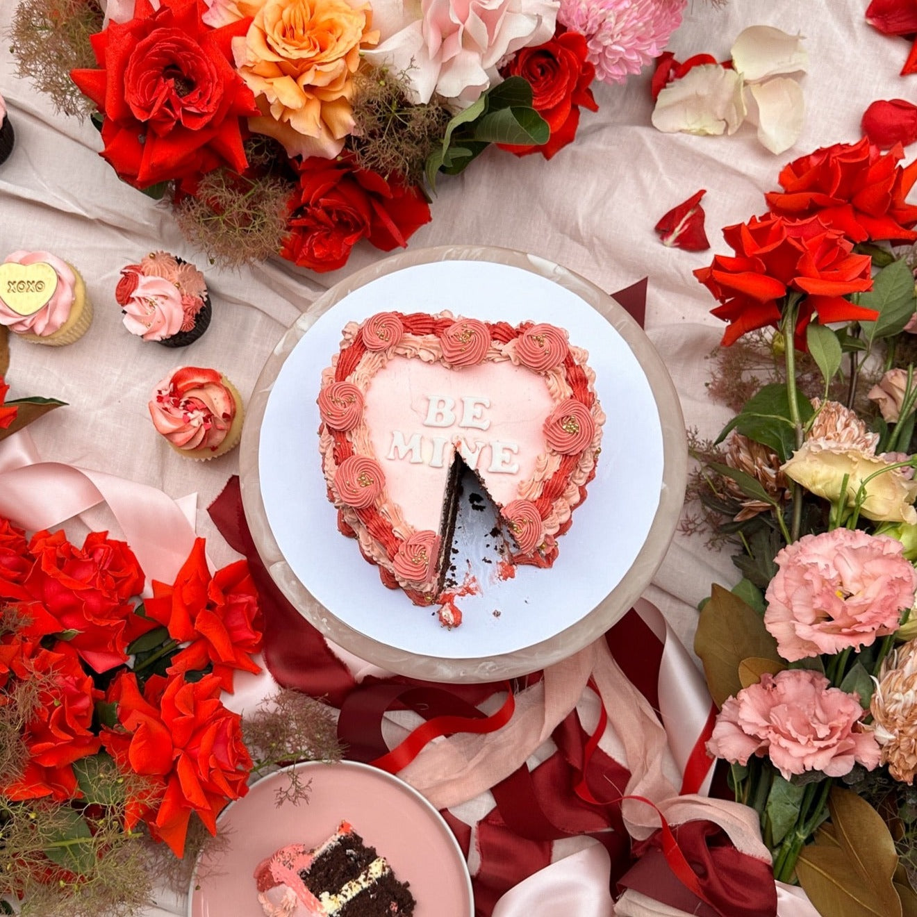 Be Mine Heart-Shaped Cake