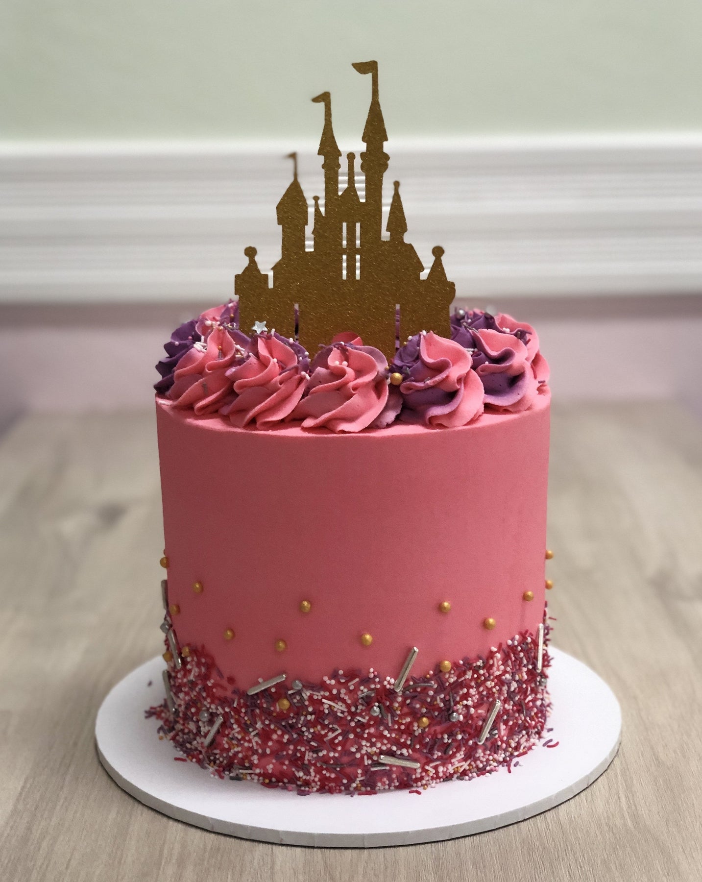 Pink and Gold Princess Castle - Decorated Cake by Bliss - CakesDecor