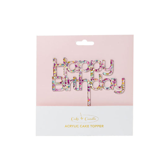 Happy Birthday Rainbow Glitter Cake Topper